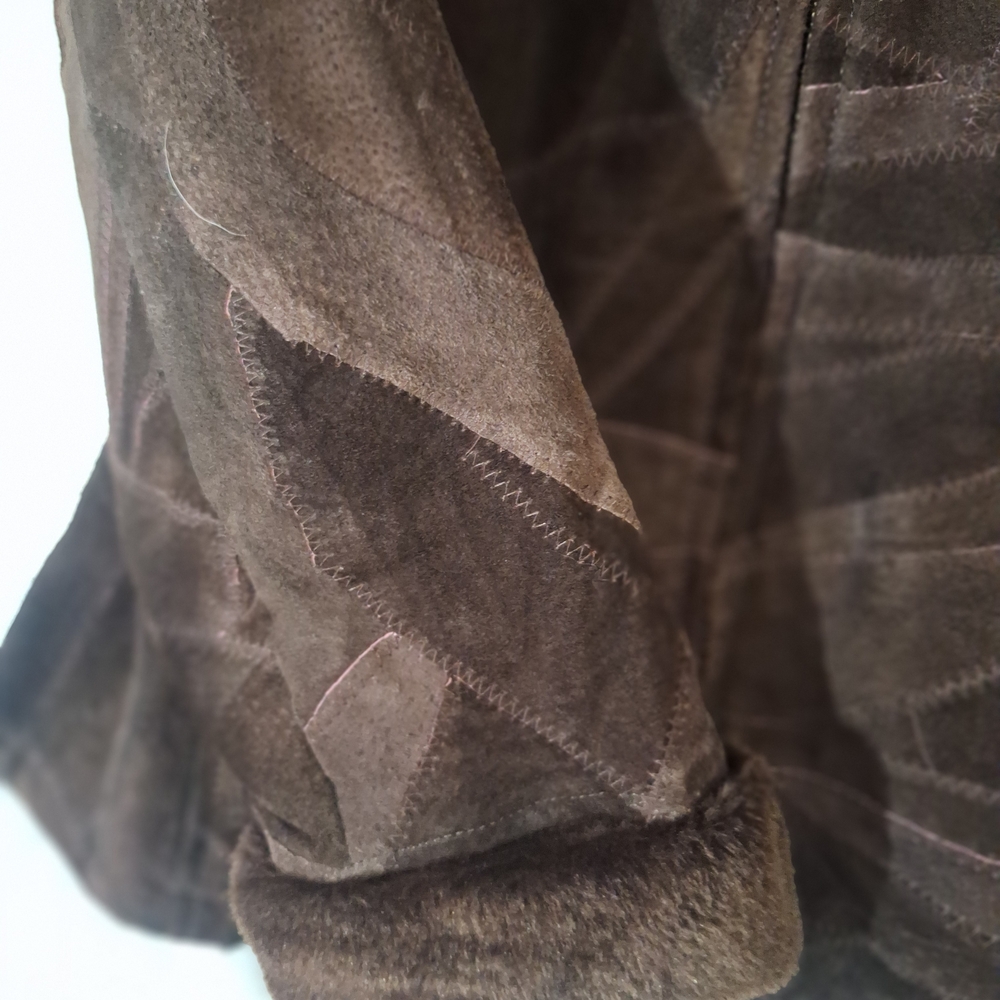 Elegant Brown Leather Patchwork Jacket - image 5